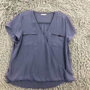 Maurices Blouse Womens XL Lilac Faux Wrap Top Vneck